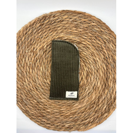 Pochette à lunettes velours côtelé kaki