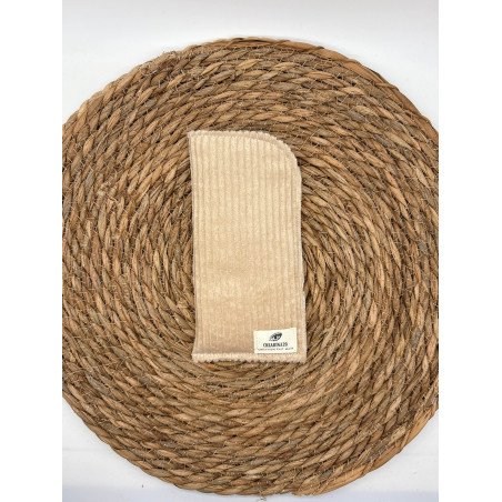 Pochette à lunettes velours côtelé beige