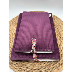 Pochette à livres Poche ou Broché velours côtelé violet