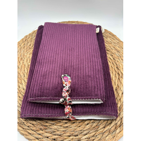 Pochette à livres Poche ou Broché velours côtelé violet