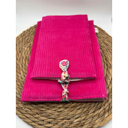 Pochette à livres Poche ou Broché velours côtelé rose flash