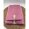 Pochette à livres Poche ou Broché velours côtelé rose