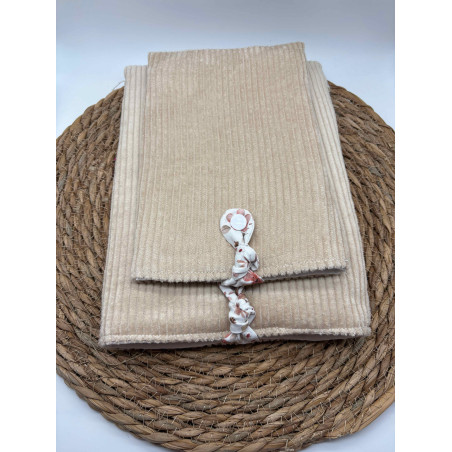 Pochette à livres Poche ou Broché velours côtelé beige