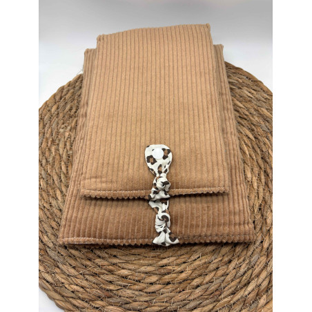 Pochette à livres Poche ou Broché velours côtelé marron