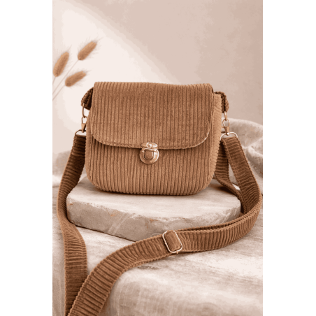 Sac à main velours côtelé marron