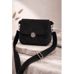 Sac à main velours côtelé noir