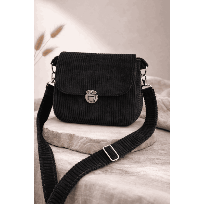 Sac à main velours côtelé noir