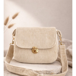 Sac à main velours côtelé beige