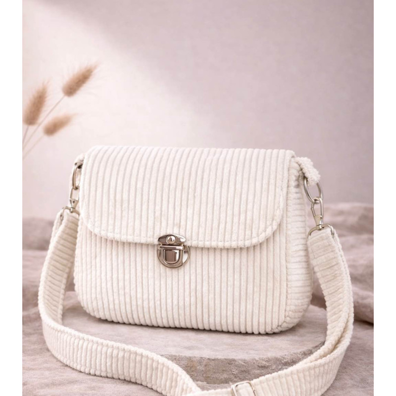 Sac à main velours côtelé blanc