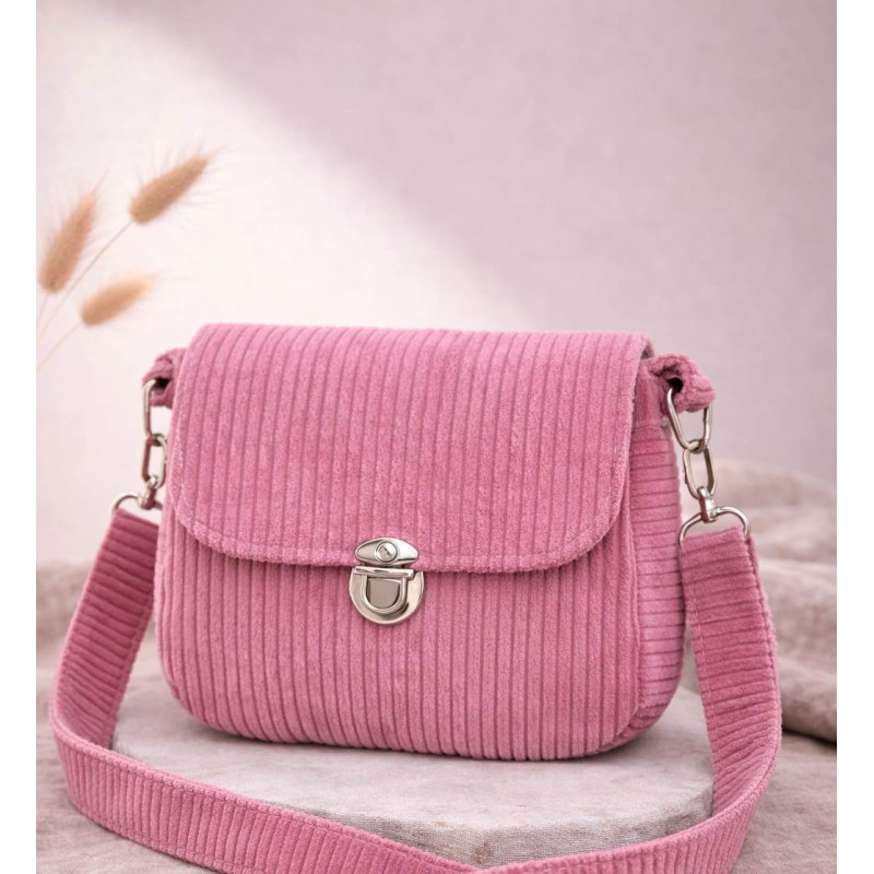 Sac à main velours côtelé vieux rose