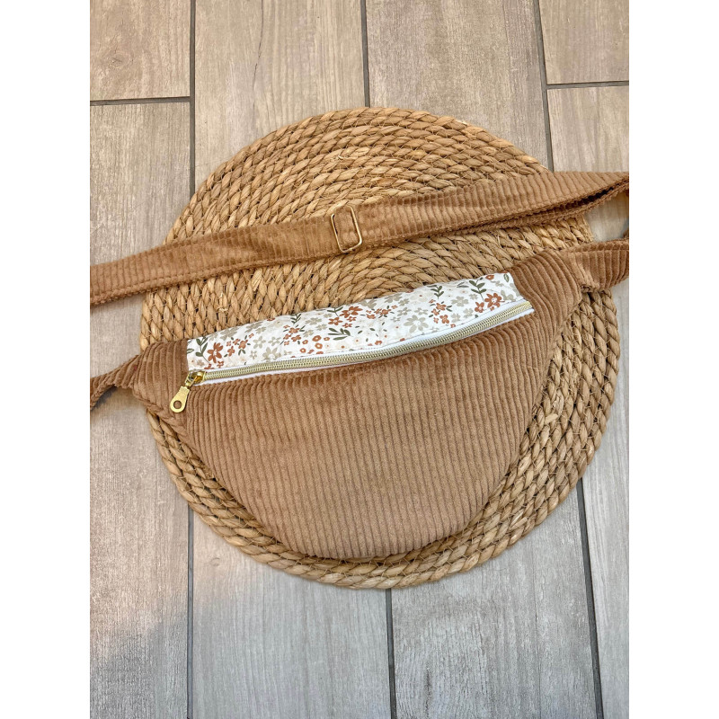 Sac banane bi matière beige foncé