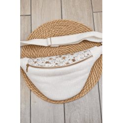 Sac banane bi matière blanc et fleurs