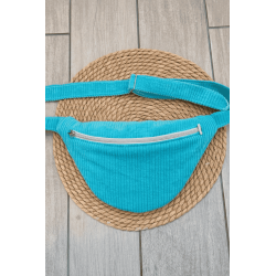 Sac banane velours côtelé bleu