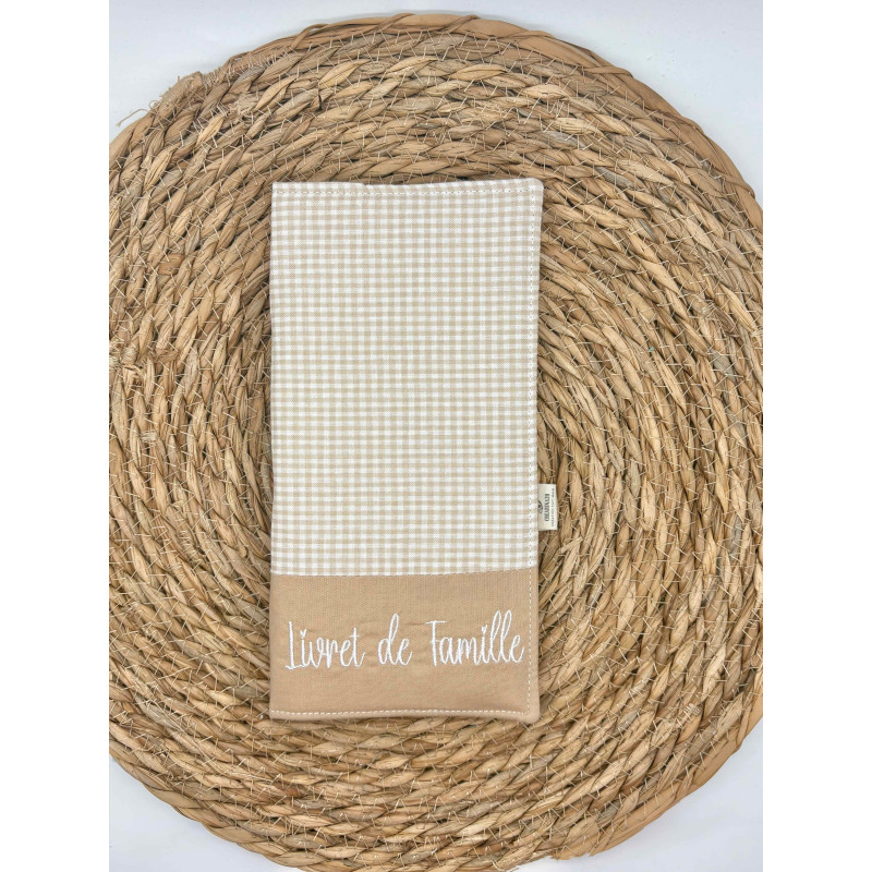 Protège livret de famille Vichy beige