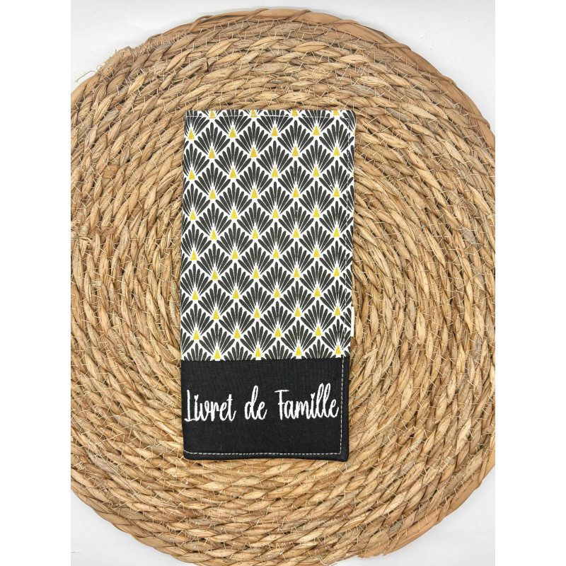 Protège livret de famille géométrique noir