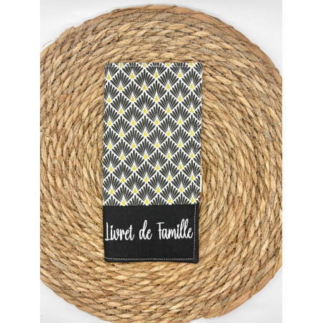 Protège livret de famille géométrique noir