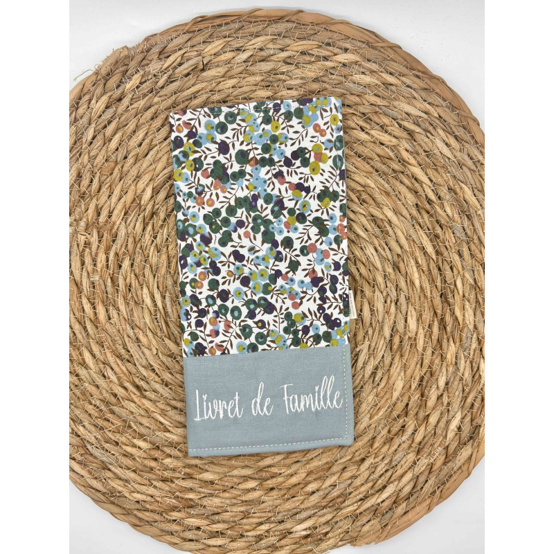 Protège livret de famille Liberty vert