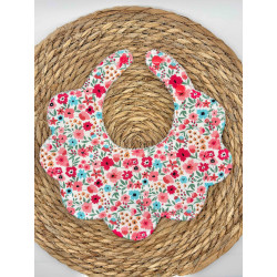 Bavoir fleurs bleu et rose