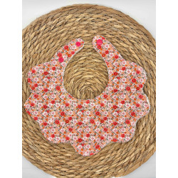 Bavoir fleurs rose/rouge