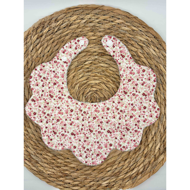 Bavoir fleurs Liberty  rose