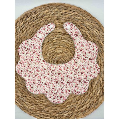 Bavoir fleurs Liberty  rose