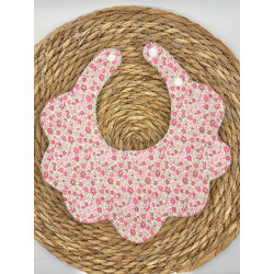 Bavoir fleur Liberty rose