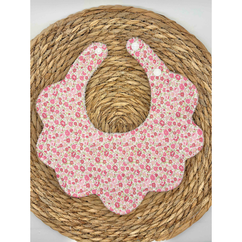 Bavoir fleur Liberty rose