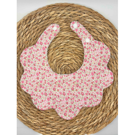 Bavoir fleur Liberty rose
