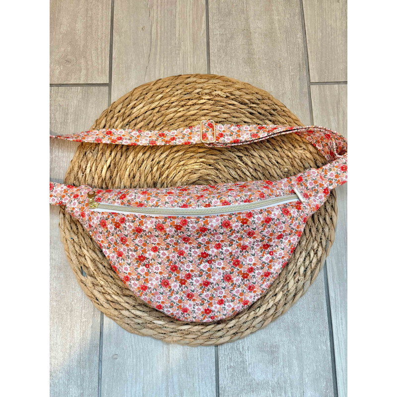 Sac banane Liberty rose et rouge