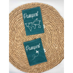 Protège passeport bleu canard