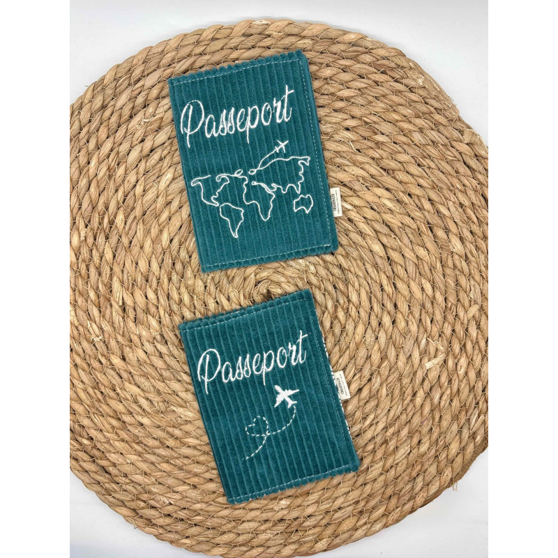 Protège passeport bleu canard