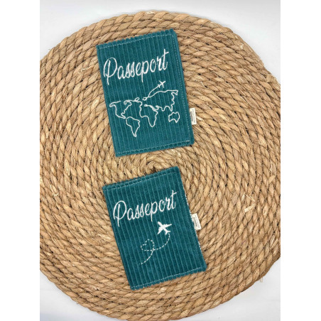 Protège passeport bleu canard