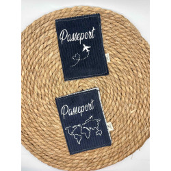 Protège passeport bleu marine