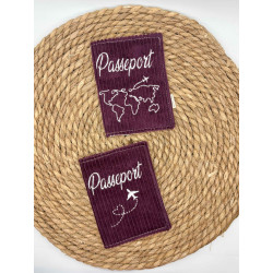 Protège passeport prune