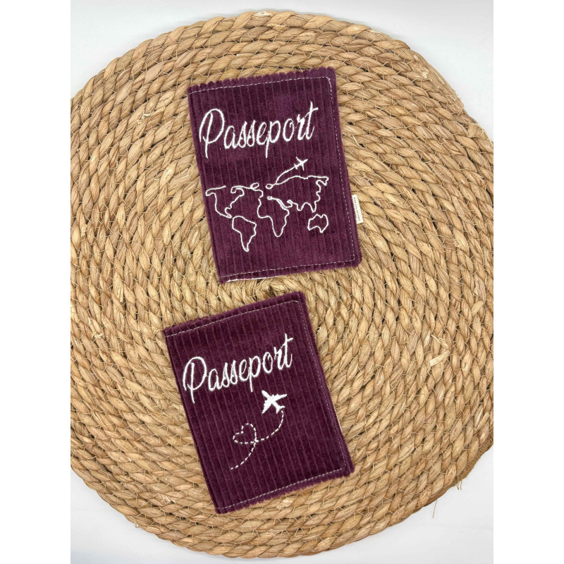 Protège passeport prune