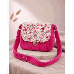 Sac à main bi matière rose et fleurs