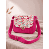 Sac à main bi matière rose et fleurs