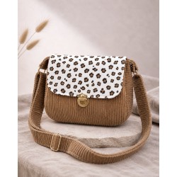 Sac à main bi matière léopard