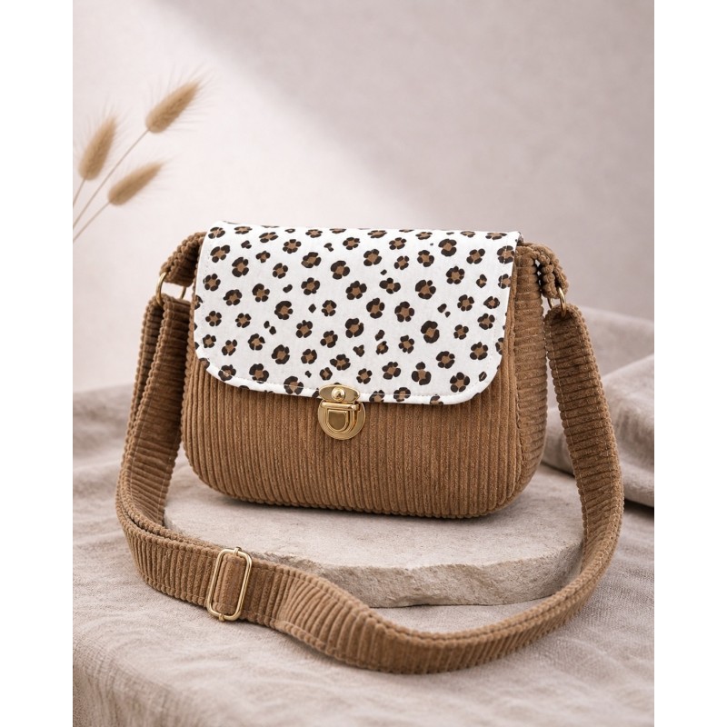 Sac à main bi matière léopard