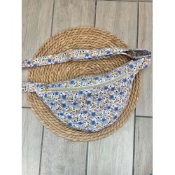 Sac banane fleurs bleu