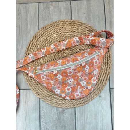 Sac banane fleurs orange