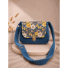 Sac à main bi matière velours côtelé bleu