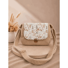 Sac à main bi matière velours côtelé beige
