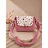Sac à main bi matière velours côtelé rose