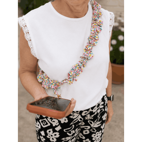 Cordon de téléphone fleurs multicolore