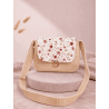 Sac à main velours côtelé beige et fleurs