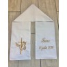 Écharpe  de baptême brodée coton blanc