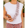 Cordon de téléphone fleurs  beige
