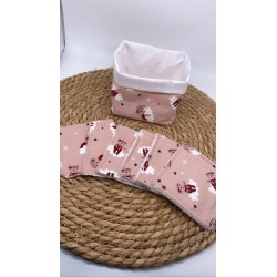 Panier et ses lingettes lavables doudou rose