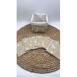 Panier et ses lingettes animaux beige